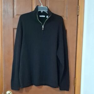 American Blue Men's Black Half-Zip 100% Cashmere  Sweater Size XL
